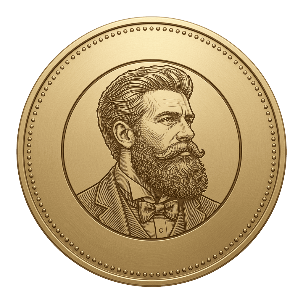 Grizzly Grooming Co. engraved bearded gentleman medallion